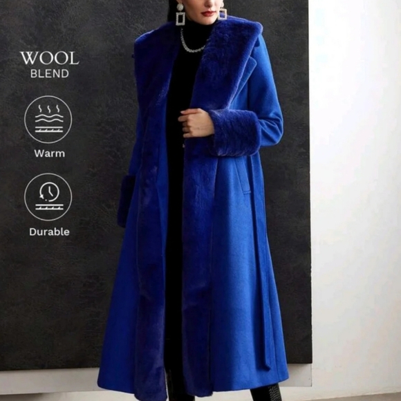 Jackets & Blazers - Elegant Blue Wool Blend Coat